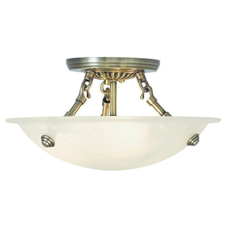 Livex Lighting 4272-01 Oasis Three Light Ceiling Mount Antique Brass 1