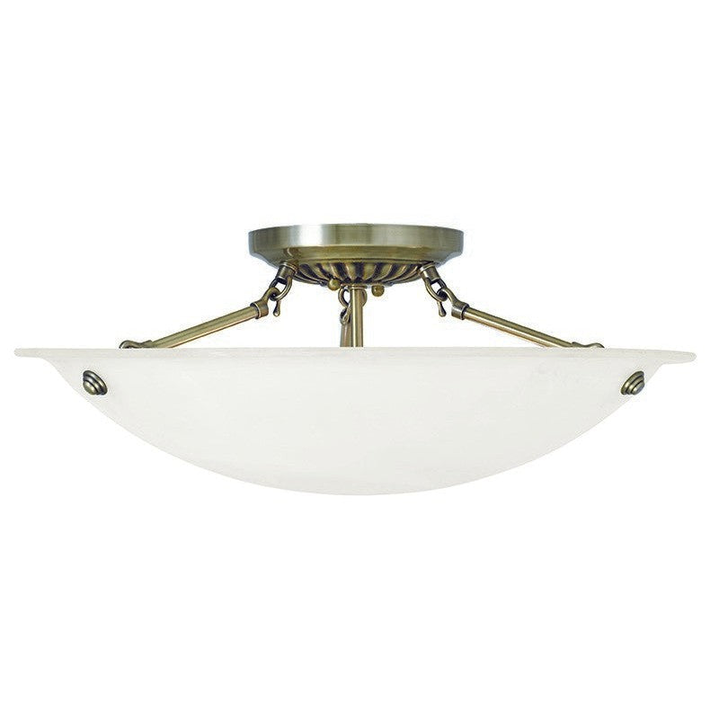 Livex Lighting 4274-01 Oasis Three Light Ceiling Mount Antique Brass 1