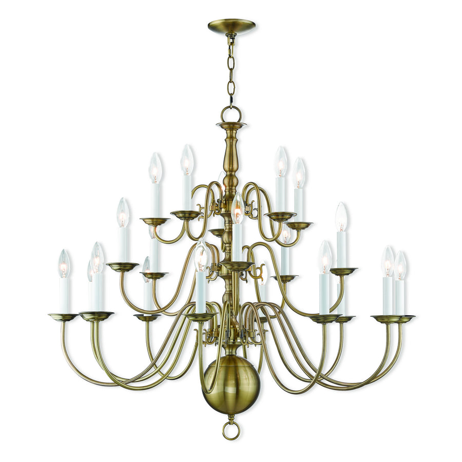 Livex Lighting 5019-01 Williamsburgh 20 Light Foyer Chandelier Antique Brass 1