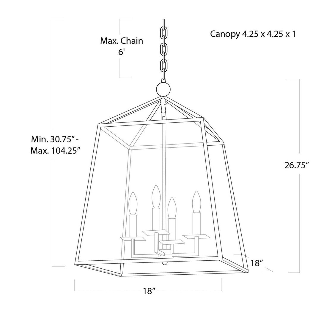 Regina Andrew 16-1010NB Cachet Four Light Lantern Natural Brass 7