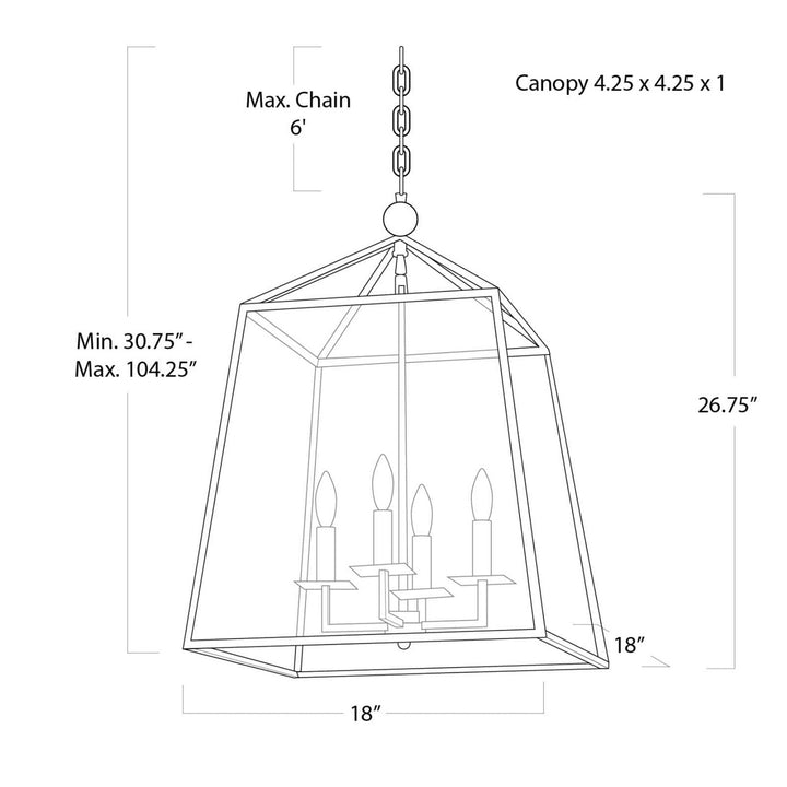 Regina Andrew 16-1010NB Cachet Four Light Lantern Natural Brass 7