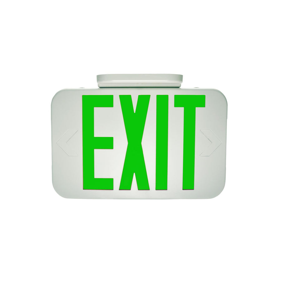 Maxlite Lighting 103368  Exit, Thermoplastic, Green Letters, White, Remote Head Capable, Battery Backup  1