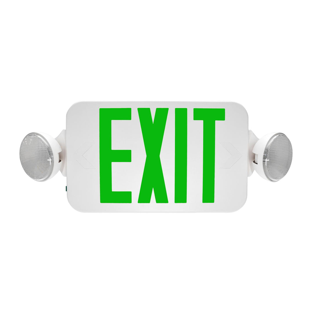 Maxlite Lighting 103371  Exit  Emergency Combo, Thermoplastic, Green Letters, White, Remote Head Capable, Battery Backup  1